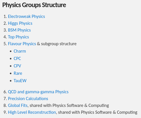 FCC PED physics groups
