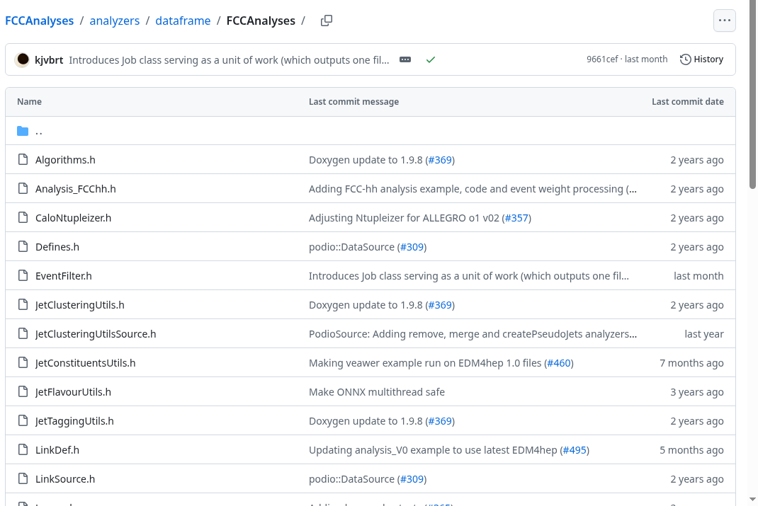 FCCAnalyses analyzer headers on GitHub